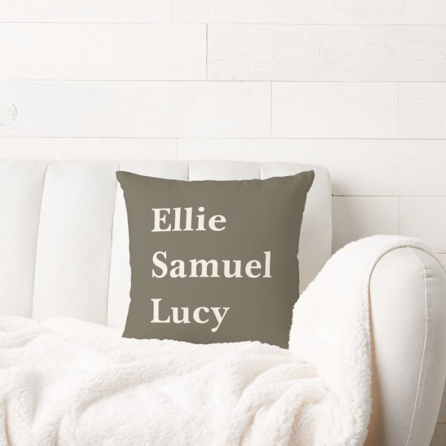 Custom Grandchildren Names Stylish Rustic Throw Pillow (Creator Uploaded)
