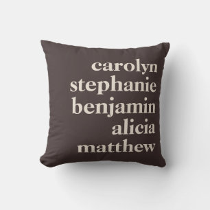 Custom Grandchildren Names Stylish Warm Brown Throw Pillow