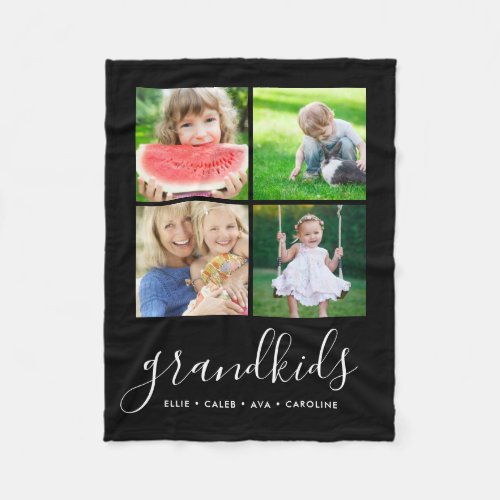 Custom Grandkids Monogram Instagram Photo Collage Fleece Blanket