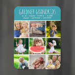 Custom Grandkids Names Instagram 9 Photo Collage Magnet<br><div class="desc">Custom printed photo magnets personalized with your family photos and text. Add your grandchildren's names or other custom text with space for 9 square Instagram photos. Use the design tools to choose any background color, add more photos and edit the text fonts and colors to create a unique one of...</div>