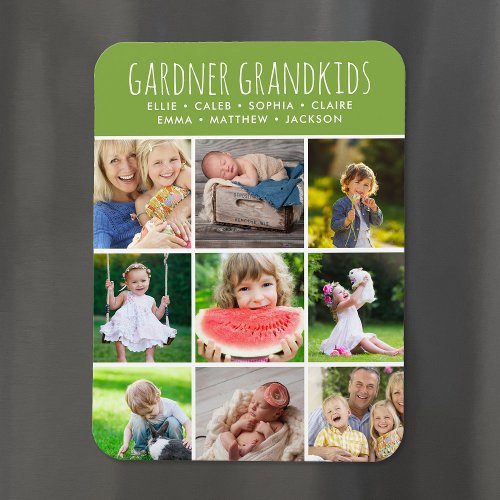 Custom Grandkids Names Instagram 9 Photo Collage Magnet