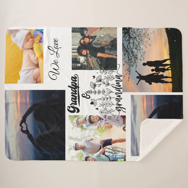 Custom Grandkids Pictures & Names Cozy Throw (Front (Horizontal))