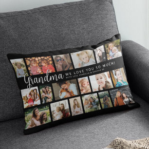 Custom Grandma 18 Photo Collage Lumbar Pillow