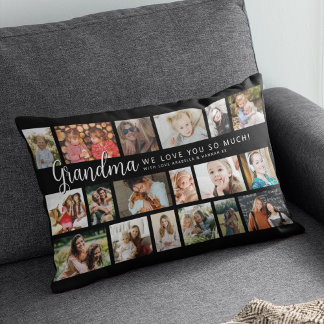 Custom Grandma 18 Photo Collage Lumbar Pillow