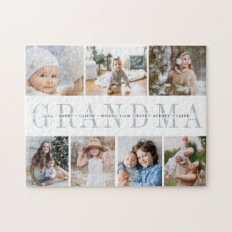 Custom Grandma 7 Photo Grandchildren Collage Jigsaw Puzzle