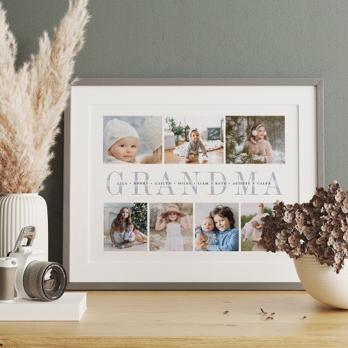 Custom Grandma 7 Photo Grandchildren Collage Print