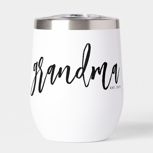 Custom Grandma Est | Grandma to be New Grandma Ins Thermal Wine Tumbler (Front)