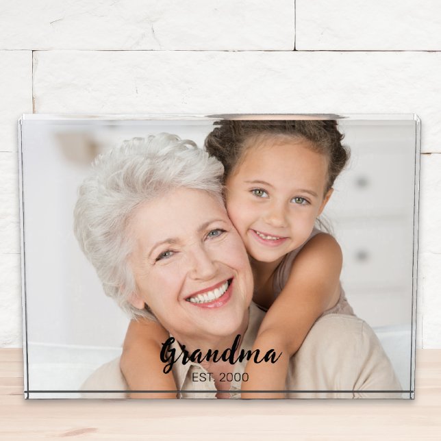 Custom Grandma Established Modern Script Photo Block (Creator Uploaded)