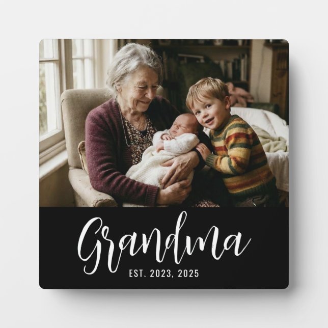 Custom Grandma Established Modern Script  Plaque (Front)