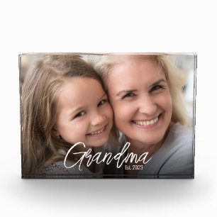 Custom Grandma Established Script Year Photo Block