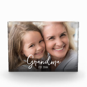 Custom Grandma Established Script Year Photo Block