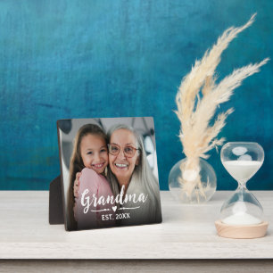 Custom Grandma Established White Script Plaque
