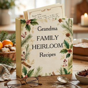 Custom Grandma Family Heirloom Personalized Recipe 3 Ring Binder