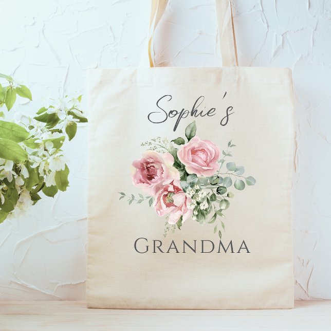 Custom Grandma Floral Tote Bag (Creator Uploaded)