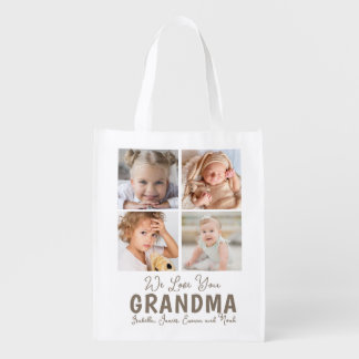 Custom Grandma Gift Personalized Photos Grocery Bag