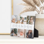 Custom Grandma Grandchildren Photo Collage Plaque<br><div class="desc">Create a sweet gift for grandma with this six photo collage plaque. "GRANDMA" appears in the center in chic gray lettering,  with your custom message and grandchildren's names overlaid.</div>