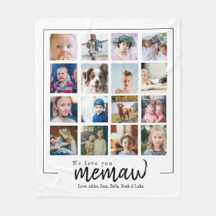 Custom grandma memaw photo collage fleece blanket