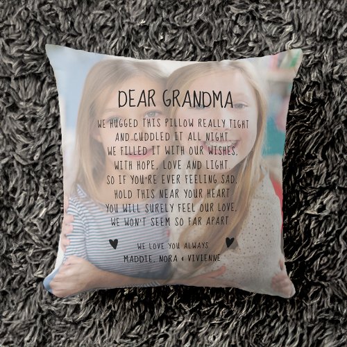 Custom Grandma Message Photo Modern Mothers Day Throw Pillow