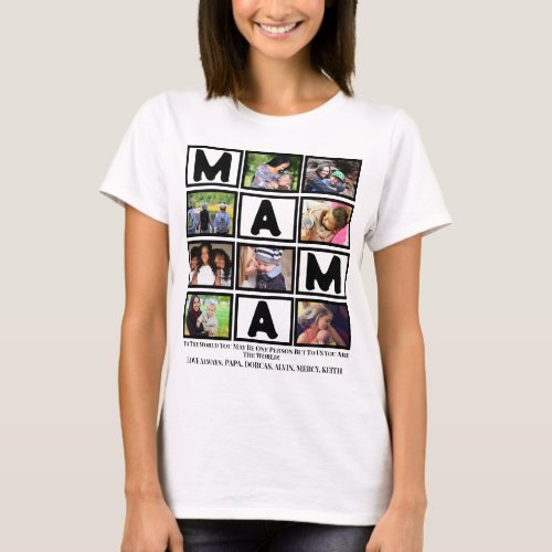 Custom  Grandma Mothers Day Mama 9 Photo Collage T_Shirt