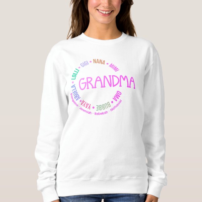 Custom GRANDMA Nana Mimi Gigi Mother's Day Pastel Sweatshirt (Front)