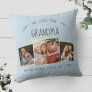 Custom Grandma Photo Collage Rustic Modern Blue Throw Pillow
