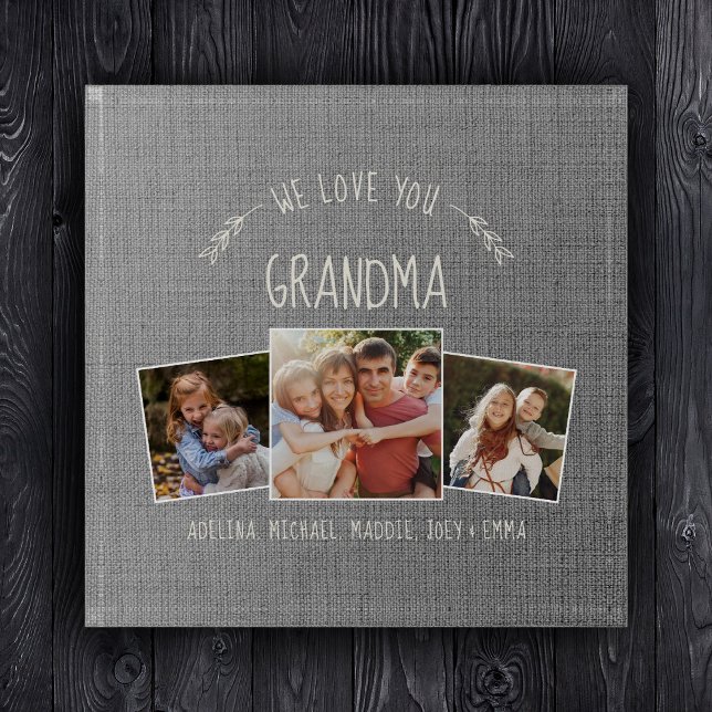 Custom Grandma Photo Collage Rustic Modern Grey Paperweight (Creator Uploaded)