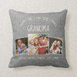 Custom Grandma Photo Collage Rustic Modern Grey Throw Pillow Custom Grandma Photo Collage Rustic Modern Grey Throw Pillow