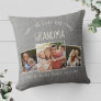 Custom Grandma Photo Collage Rustic Modern Grey Throw Pillow