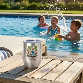 Custom Grandma Photo EST Year Personalized Gift Thermal Wine Tumbler