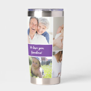Custom Grandma Purple Mother's day Photo Collage Insulated Tumbler