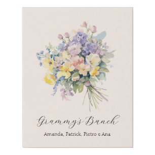 Custom Grandma's Bunch Flower Grandchildren Canvas
