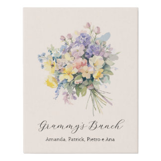 Custom Grandma's Bunch Flower Grandchildren Canvas