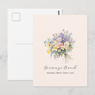 Custom Grandma's Bunch Flower Grandchildren Canvas Postcard