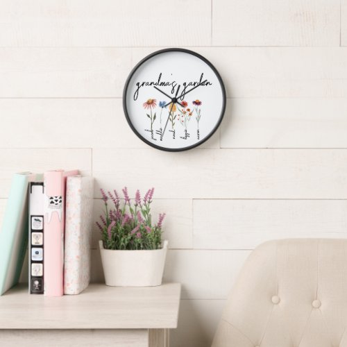 Custom Grandmas Garden Personalized Birthday  Clock