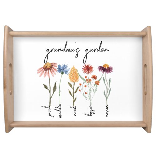 Custom Grandmas Garden Personalized Birthday  Serving Tray