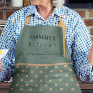 Custom Grandma's Kitchen Blue With Tan Polka Dots Apron