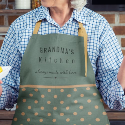 Custom Grandmas Kitchen Blue With Tan Polka Dots Apron