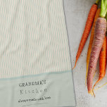 Custom Grandma's Kitchen Cream & Pale Blue Striped Kitchen Towel<br><div class="desc">Custom Grandma's Kitchen Cream & Pale Blue Striped Apron
Vintage Cream & Pale Blue Striped apron with customizable text. "Grandma" can be changed to any name you like (mimi,  gigi,  nana etc)!</div>