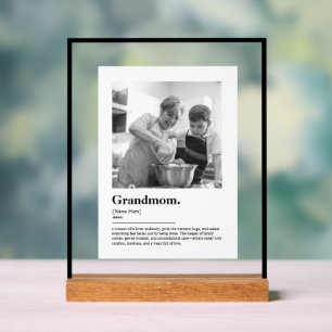 Custom Grandmom Photo Print Dictionary Definition Acrylic Sign