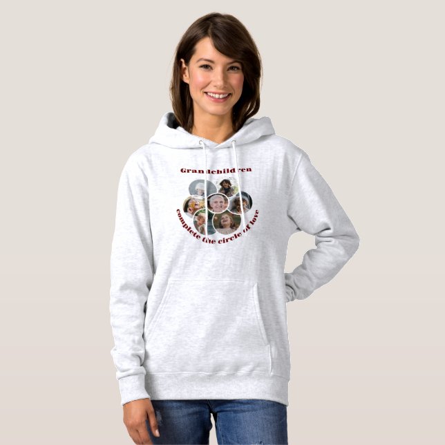 Custom Grandmother/children 7 Circle Photo Collage Hoodie (Front Full)