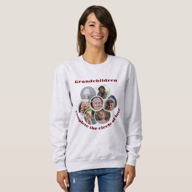 Custom Grandmother/children 7 Circle Photo Collage Sweatshirt (Front Full)