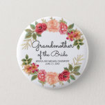 Custom Grandmother Of The Bride Pink Red Floral Button at Zazzle