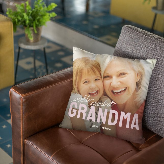 Custom Grandmother Photo Keepsake with Name Throw Pillow (Creator Uploaded)