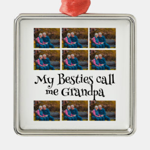 Custom Grandpa 9 Photo Collage Metal Ornament
