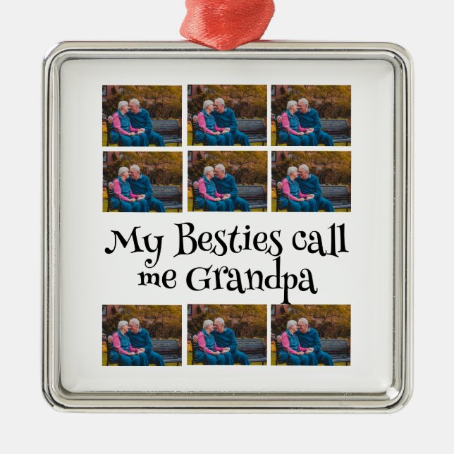 Custom Grandpa 9 Photo Collage  Metal Ornament (Front)