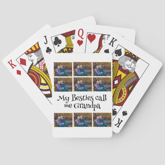 Custom Grandpa 9 Photo Collage  Poker Cards (Back)