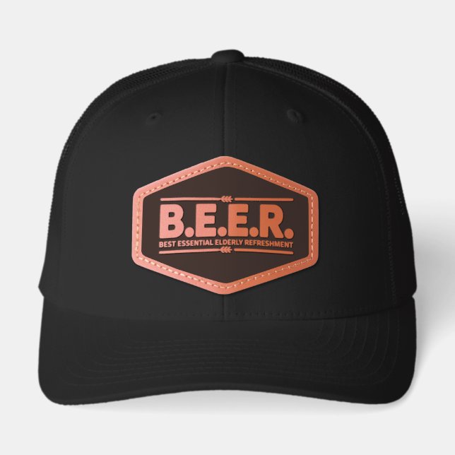 Custom Grandpa BEER Leather Patch Hat (Front)