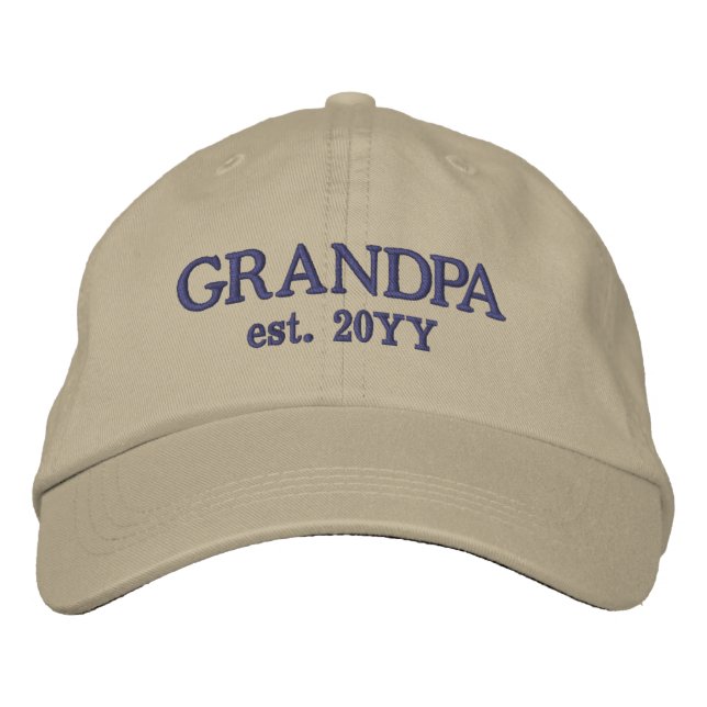 Custom Grandpa Est. Promoted to Grandpa Embroidered Baseball Cap (Front)