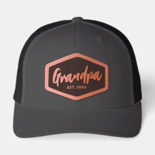 Custom Grandpa Est Year Promoted to Grandpa Leather Patch Hat