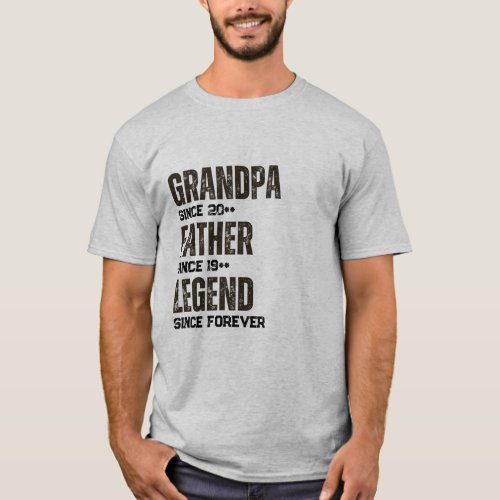 Custom Grandpa  Father LegendFunny Fathers Day T_Shirt